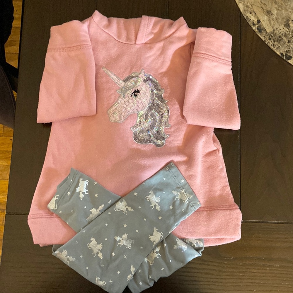 Unicorn outfit, 12M, pink, silver and grey worn twice gently used.